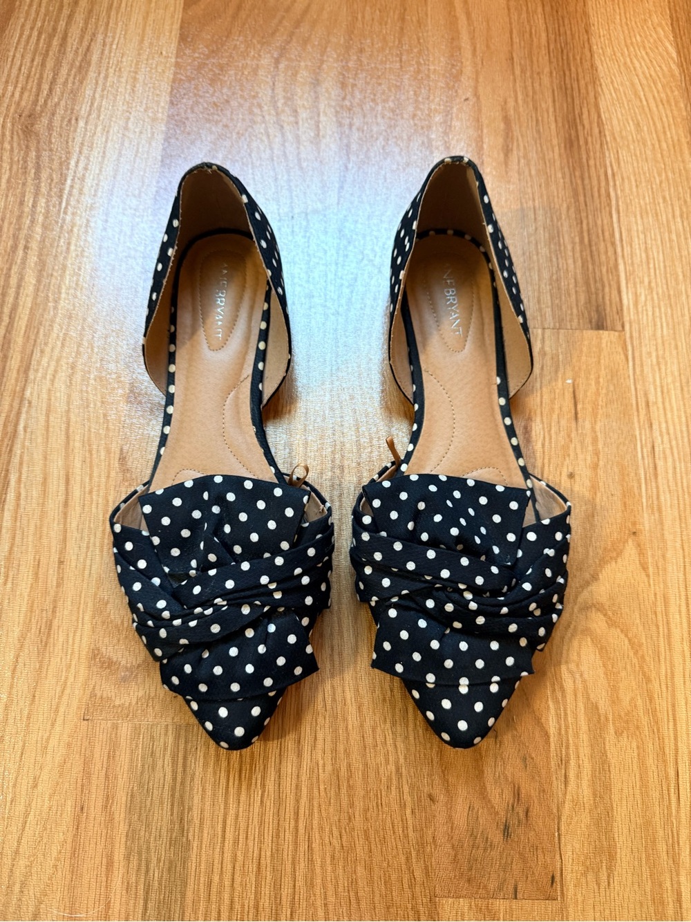 Lane Bryant Black Polka Dot Pointed-Toe D'Orsay Flats